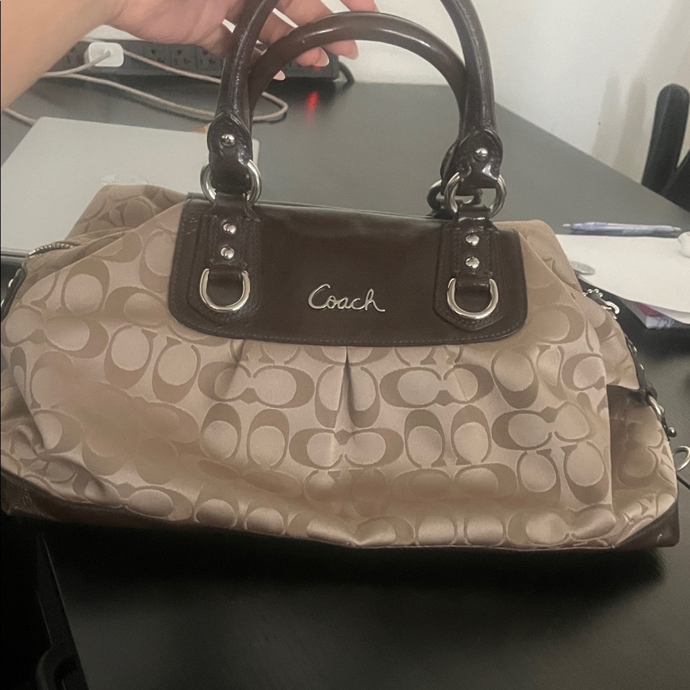 Coach Tan and Brown Signature Satchel